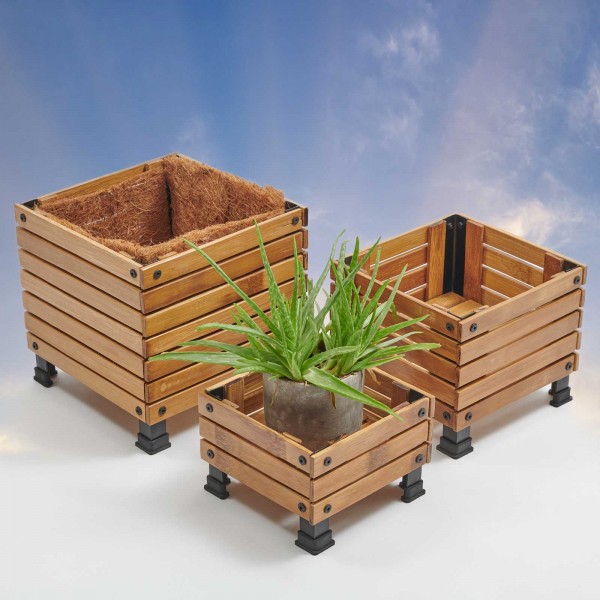 Pflanzkübel aus Bambus quadratisch - 3 Größen